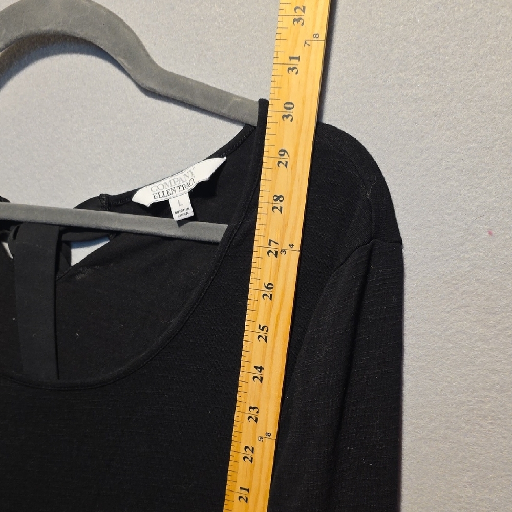Ellen Tracy Black Long Sleeve Top Sheer Bottom Size Large - Picture 5 of 6